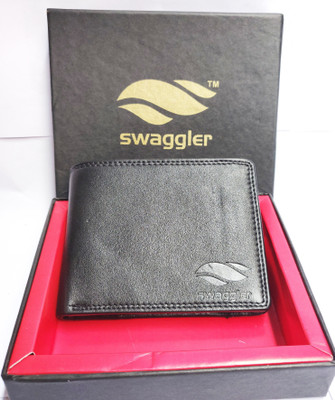 

swaggler Men Casual Grey Genuine Leather Wallet(6 Card Slots), Black