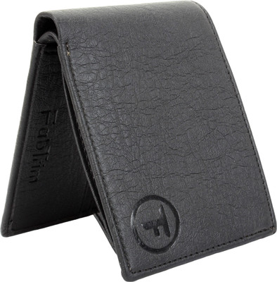 

FABTRIM Men Black Artificial Leather, Fabric, Canvas Wallet(9 Card Slots)