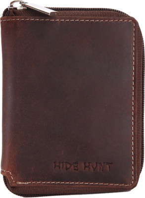 Hide Hunt Men Brown Genuine Leather Wallet(5 Card Slots)