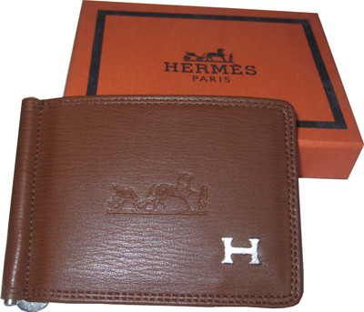 

HERMES Men Tan Genuine Leather Money Clip(6 Card Slots)