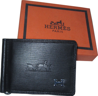 

HERMES Men Black Genuine Leather Money Clip(6 Card Slots)
