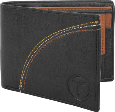 

FABTRIM Men Black Artificial Leather, Fabric, Canvas Wallet(3 Card Slots)