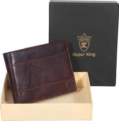 

Styler King Men Brown Genuine Leather Wallet(9 Card Slots)