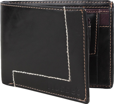 

Rosset Men Formal Black Artificial Leather Wallet(5 Card Slots), Black purple