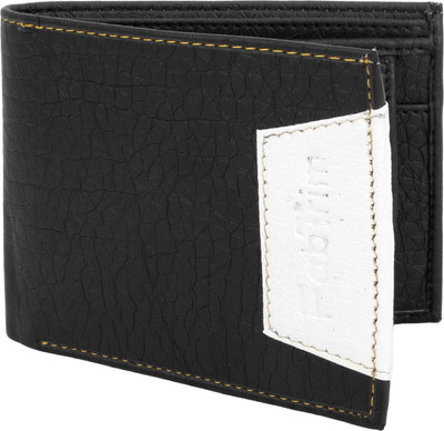 

FABTRIM Men Black Artificial Leather, Fabric, Canvas Wallet(3 Card Slots)