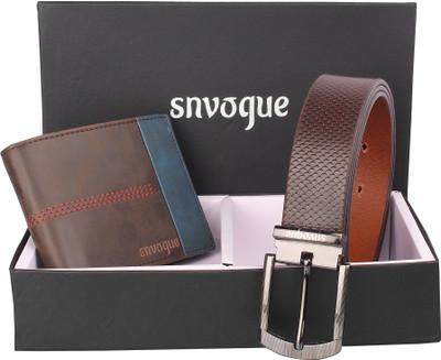 

SNVOGUE Belt, Wallet Combo(Brown)