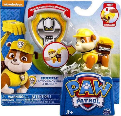 

Paw Patrol Action Pack & Badge Rubble Figure(Multicolor)