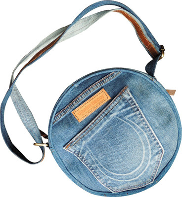 

Denim Decor round Sling Bag(Blue, 9 inch)