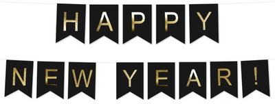 

Theme My Party Happy New Year Banner Black Banner(10 ft, Pack of 1)