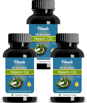 Vihado Essential Pure Neem Carrier Oil 30 ML Pack of 3 90 ML(30 ml)