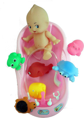 

Effe Shoppe Cute Baby in a Bath Tub with chu chu Animal Toys Set for Toddlers Play Bath Toy(Multicolor)