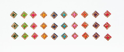 

SJ COLLECTION Golden Crystal Stone Medium Size Square Shape 30 Fancy Forehead Multicolor Bindis(Fancy Bindi, Bollywood style)