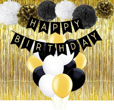 

Theme My Party Birthday decoration combo (black/gold) Balloons