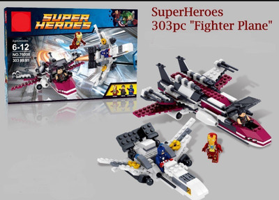 

Montez Super Hero 76008 303 pcs DIY Block Building 2 Fighter Plane with 3 Mini Figures(Multicolor)