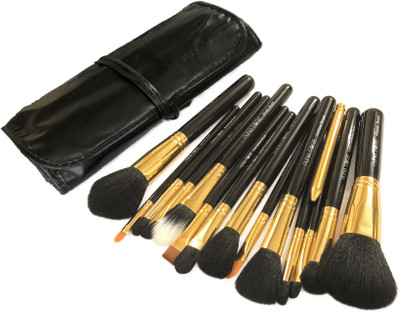 

Puna Store 15 Piece Makeup Brush Set With Storage Pouch Model PS-576 (Black+ Gold)(Pack of 1)