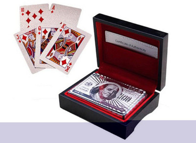 

ME&YOU Special Diwali Gifts Silver Plated Playing Card with Exclusive Wooden Box (1 Set) IZ18SilverPlayingCard-Box-004(Multicolor)