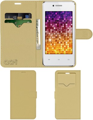ACM Flip Cover for Spice Stellar Mi362(Gold, Cases with Holder, Pack of: 1)