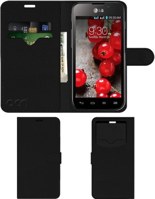 ACM Flip Cover for Lg Optimus L7 Ii Dual P715(Black, Cases with Holder, Pack of: 1)