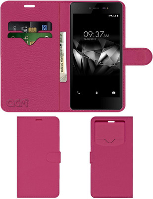 ACM Flip Cover for Micromax Canvas 5 E481(Pink, Cases with Holder, Pack of: 1)