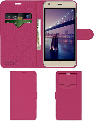 ACM Flip Cover for Intex Aqua Life Iii(Pink, Cases with Holder, Pack of: 1)