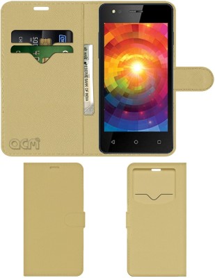 ACM Flip Cover for Intex Aqua Eco 4g(Gold, Cases with Holder, Pack of: 1)