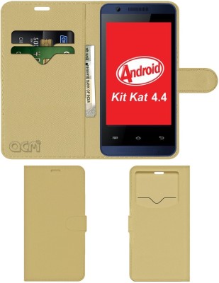 ACM Flip Cover for Celkon Campus A35k(Gold, Cases with Holder, Pack of: 1)
