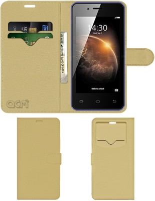 ACM Flip Cover for Celkon Smart 4g(Gold, Cases with Holder, Pack of: 1)