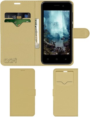 ACM Flip Cover for Intex Aqua 4g Mini(Gold, Cases with Holder, Pack of: 1)