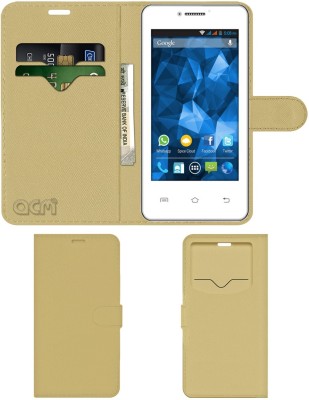 ACM Flip Cover for Spice Smart Flo Mettle 4.0x Mi-426(Gold, Cases with Holder, Pack of: 1)