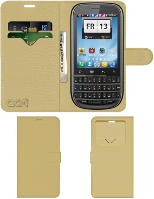 ACM Flip Cover for Spice Mi-285 Stellar(Gold, Cases with Holder, Pack of: 1)