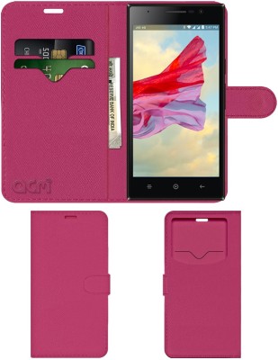 ACM Flip Cover for Lyf Wind 4(Pink, Cases with Holder, Pack of: 1)
