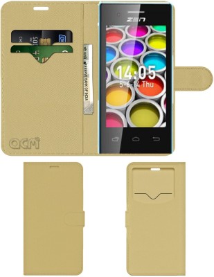 ACM Flip Cover for Zen Ultrafone 105 Plus(Gold, Cases with Holder, Pack of: 1)