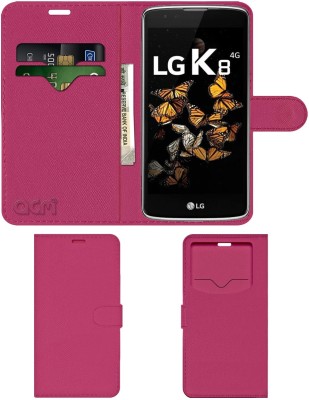 ACM Flip Cover for LG K8 - 2017(Pink, Cases with Holder, Pack of: 1)
