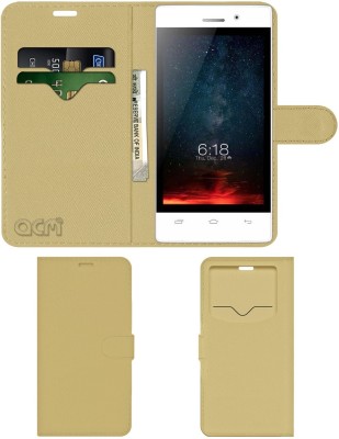 ACM Flip Cover for Intex Aqua Y2 Ultra(Gold, Cases with Holder, Pack of: 1)