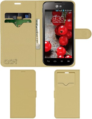 ACM Flip Cover for Lg Optimus L5 Ii E455(Gold, Cases with Holder, Pack of: 1)