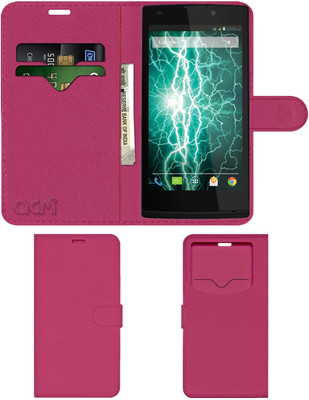 ACM Flip Cover for Lava Iris Fuel 60(Pink, Cases with Holder, Pack of: 1)