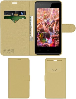 ACM Flip Cover for Celkon Campus Colors A42 Pro(Gold, Cases with Holder, Pack of: 1)