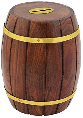

Crafts haveli Vintage Barrel shaped big money piggy bank Coin Bank(Brown)