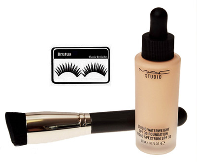 

BRUTUS Eyelashes, Mac Studio Waterweight Spf 30 Foundation, Makeup Brush(Set of 3)