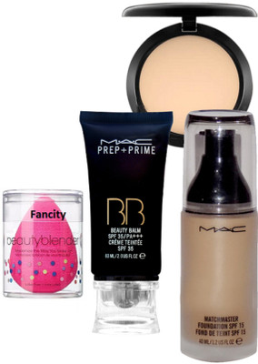 

Fancify Sponge Puff,MAC Match Master SPF 15 Make-Up Foundation With B B Beauty Balm Foundation,Studio Fix Compact(Set of 4)