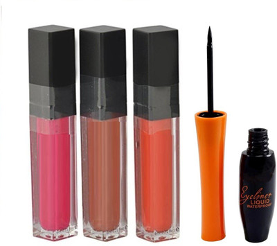 

Vedy Black Eyeliner with fantastic three liptick(Set of 4)