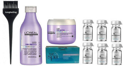 

longlasting Hair Brush & L'Oreal Liss Unlimited Shampoo & Masque, Stimulating Concentrate (Set of 6)(Set of 10)