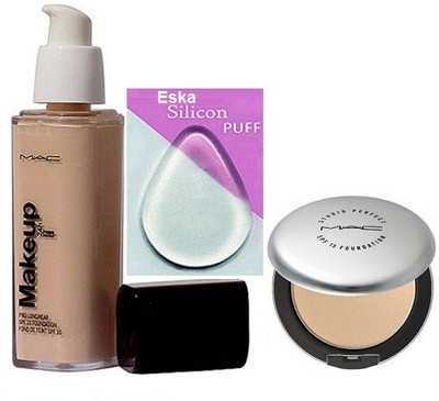 

eska Silicon Puff, Mac Makeup Pro Longwear Foundation Spf 10, Studio Prefect Compact(Set of 3)