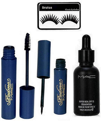 

BRUTUS Eyelashes, Hyper Real Foundation, Padma Eyeliner & Mascara of Mac(Set of 4)