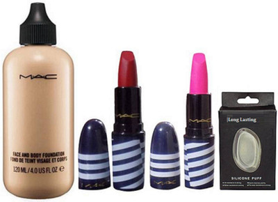 

Longlasting Silicon Puff, face & body foundation , matte finish lipstick (pack of 2)(Set of 3)