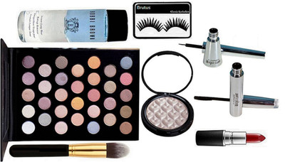 

brutus Eyelashes, Mac 32 Eyeshadow Palette, lluminator, Brush, Brooke Candy Eyeliner & Mascara, Matte Finish Lipstick, Bobbi Brown Instant Long Wear Makeup Remover(Set of 8)