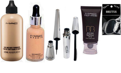 

BRUTUS Silicon Puff& studio waterweight foundation, BB Cream ,Brooke Candy Liner,Mascara, Liquid Foundation Face(Set of 6)