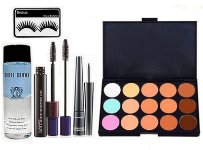 

brutus Eyelashe , Mac 15 Shades Concealer Palette, Bobbi Brown Instant Long Wear Makeup Remove, Haute Naughty Mascara , Liner(Set of 5)