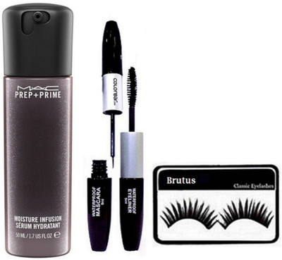 

BRUTUS Eyelashes, Mac Prep + Prime Moisture Infusion Face Serum, Colorbar 2 in 1 Mascara & Eyeliner(Set of 3)