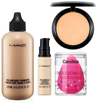 

caroline Sponge puff,Mac Face and Body Foundation, Pro Long Wear Concealer& Studio Fix Compact(Set of 4)